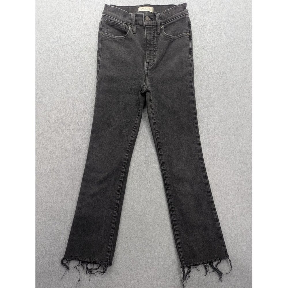Madewell Jeans Womens 25 Black Cali Demi-Boot Raw Hem Stretch 5 Pocket Denim